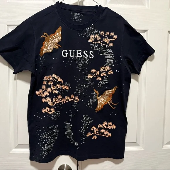 Guess Navy T-Shirt with Bird Graphic - Picture 2 of 4